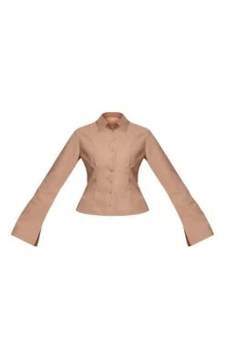 Prettylittlething Taupe Seam Detail Fitted Shirt -Pretty Little Thing Shop 9c4e4895caca0dea05c7541523177872eea4b4bb CNO5398 5 taupe seam detail fitted shirt