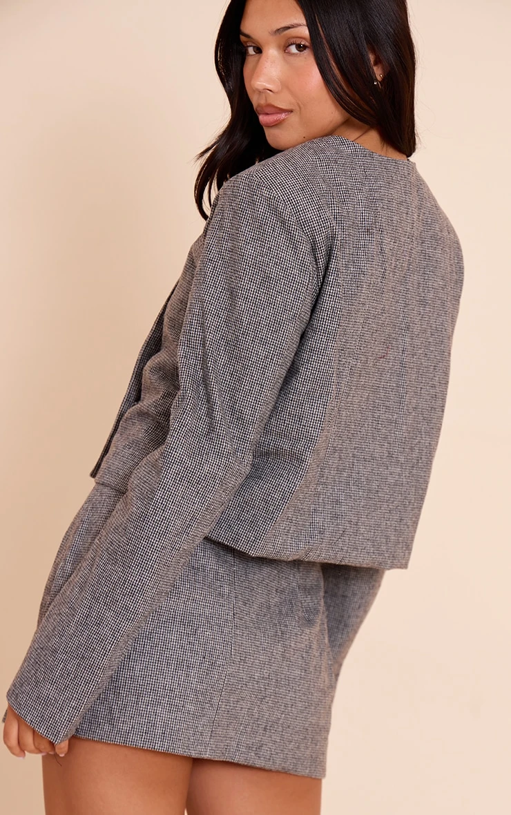 Grey Dogtooth Print Mini Skirt 3 Grey Dogtooth Print Mini Skirt - Image 3