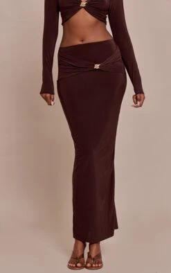 Chocolate Slinky Cut Out Twist Detail Trim Mid Rise Maxi Skirt 6 Chocolate Slinky Cut Out Twist Detail Trim Mid Rise Maxi Skirt -Pretty Little Thing Shop 9cf71fef611df9db70937b79d81832a1dd4cb09f CNO2481 2 chocolate slinky cut out twist detail trim mid rise maxi skirt