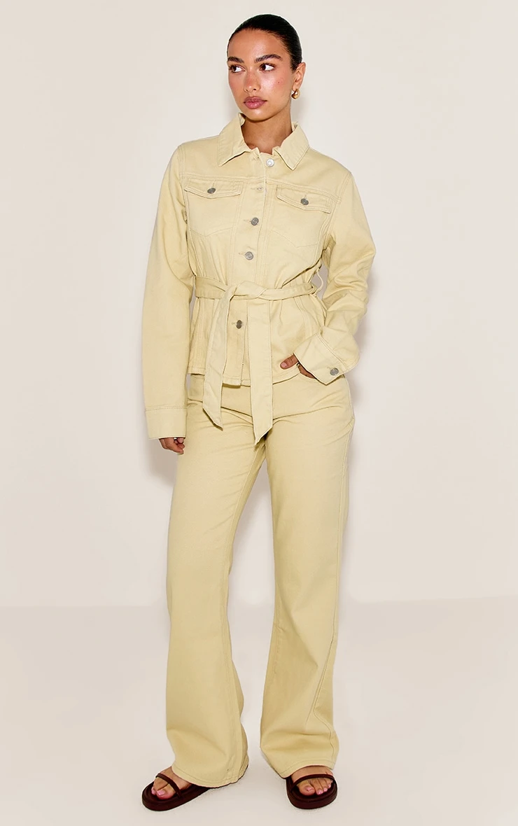 Prettylittlething Butter Yellow Mid Waist Flared Jeans 3 Prettylittlething Butter Yellow Mid Waist Flared Jeans - Image 3