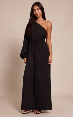 Prettylittlething Black Woven Asymmetric Sintched Waist Jumpsuit -Pretty Little Thing Shop 9d5c9515af04295f5d8b5b39d4e46f3e476d34db CNO3062 3 black woven asymmetric sintched waist jumpsuit