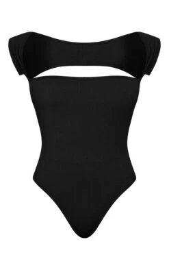 Prettylittlething Black Snatched Rib Cut Out Short Sleeve Bodysuit -Pretty Little Thing Shop 9d6912e25adad1196c78928d2552227e84265793 cmw0108 5