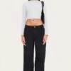 Prettylittlething Washed Black Low Rise Wide Leg Jean