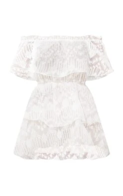 Prettylittlething White Lace Bardot Ruffle Tiered Dress -Pretty Little Thing Shop 9e0d2502a96957f15d8030ce4439ea740b1e1be5 cmr7618 6