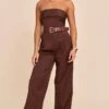 Prettylittlething Chocolate Woven Bandeau Belted Wide Leg Jumpsuit -Pretty Little Thing Shop 9e6ec189269554f7aa04d056b7ef1ebe12cf10ef CNN5486 1 chocolate woven bandeau belted wide leg jumpsuit