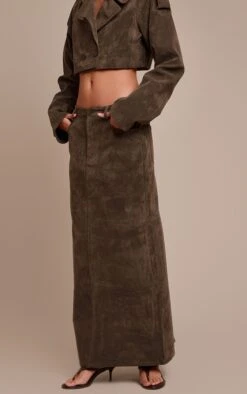 Khaki Suede Maxi Skirt -Pretty Little Thing Shop 9eda49463b672d1ac2004503f9b0d57059409e20 CNO0655 2 khaki suede maxi skirt