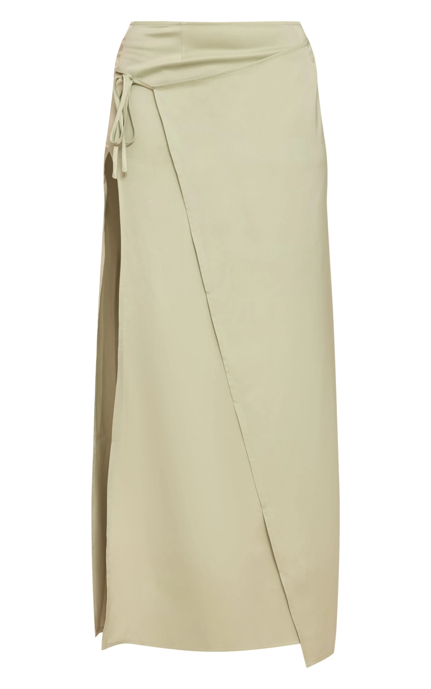 Prettylittlething Sage Satin Wrap Maxi Skirt 5 Prettylittlething Sage Satin Wrap Maxi Skirt - Image 5