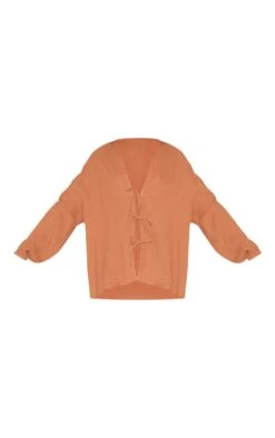 Prettylittlething Chesnut Cheesecloth Textured Tie Front Shirt -Pretty Little Thing Shop 9f57a58841b37e90ab48257b6c717dba8a8faea6 CNN1373 5 chesnut cheesecloth textured tie front shirt
