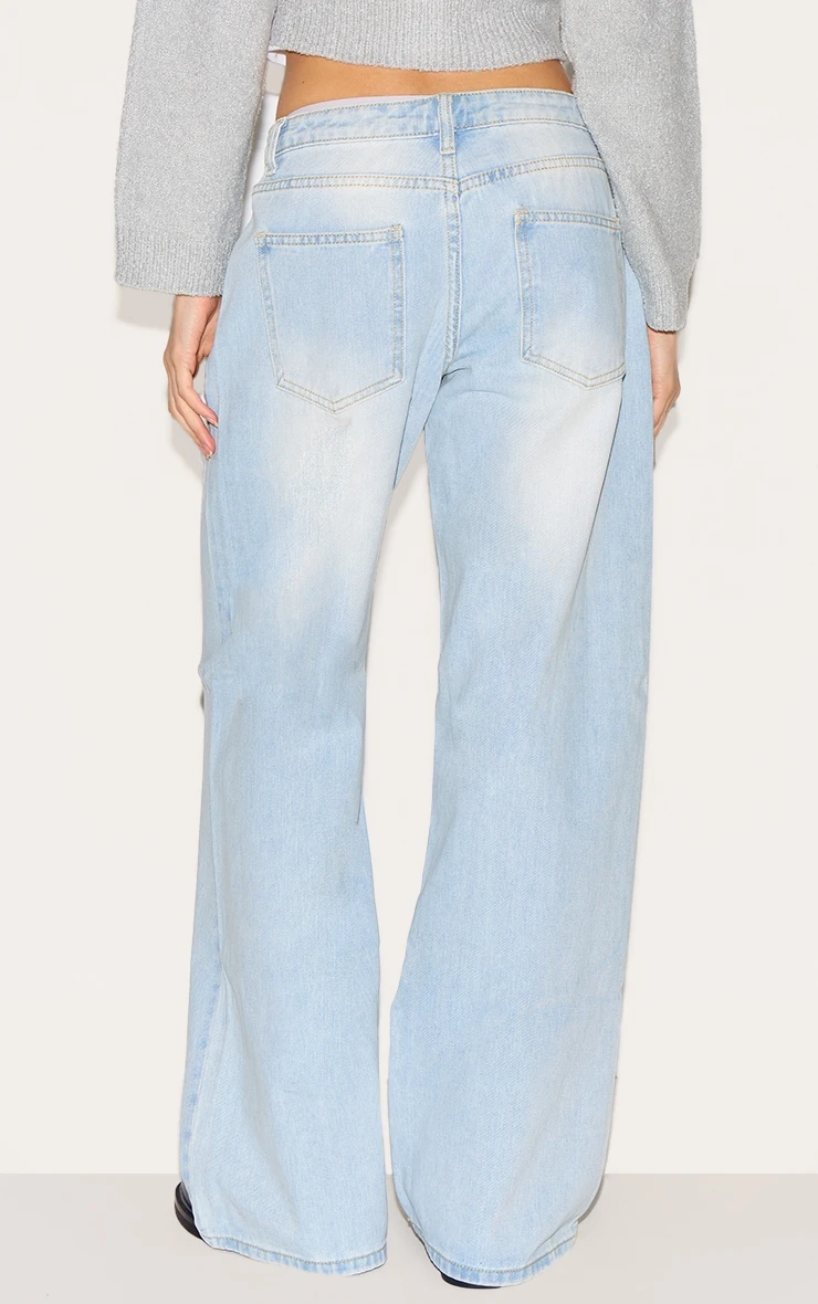 Prettylittlething Light Blue Wash Low Rise Boyfriend Jeans 3 Prettylittlething Light Blue Wash Low Rise Boyfriend Jeans - Image 3