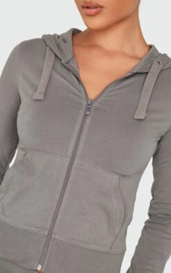 Prettylittlething Charcoal Zip Up Fitted Track Top -Pretty Little Thing Shop 9f7544bd7e50ddc8cb7587ae7157f1736c02b045 CNK4802 4 charcoal zip up fitted track top