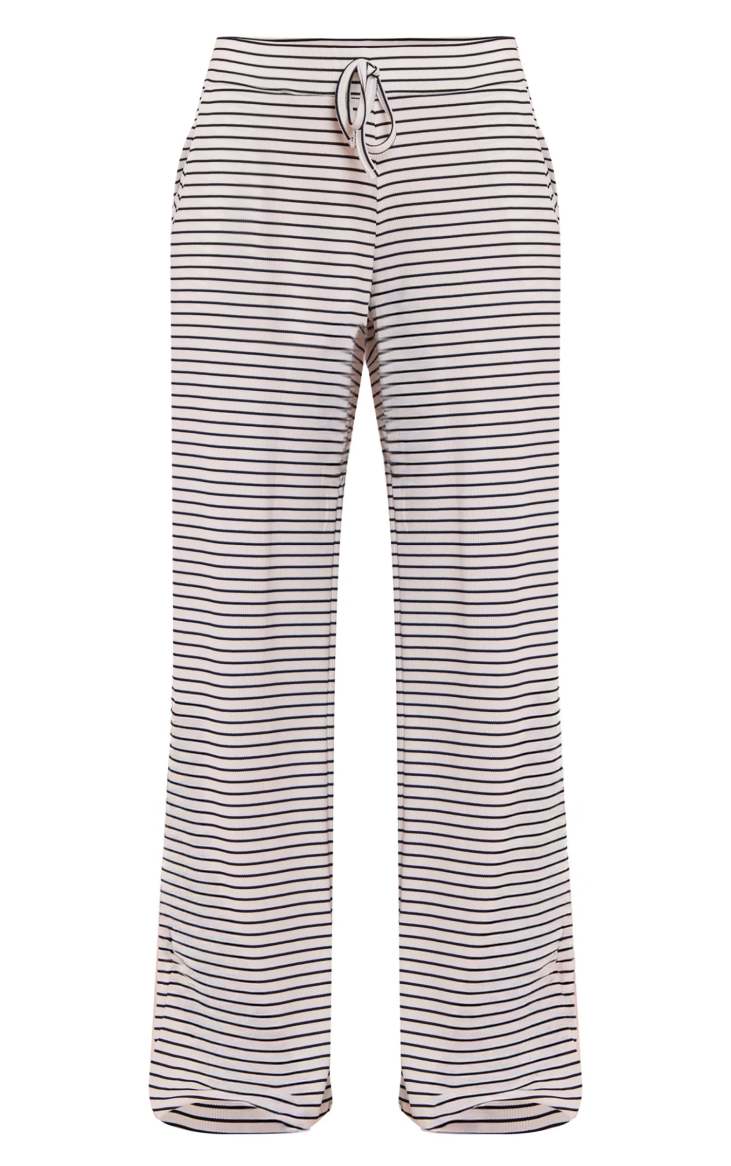 Prettylittlething White Ribbed StripedDetail Drawstring Wide Leg Pants 5 Prettylittlething White Ribbed StripedDetail Drawstring Wide Leg Pants - Image 5