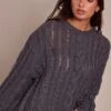 Charcoal Cable Knit Loop Trim Sweater -Pretty Little Thing Shop 9fdcb6cd576e86209c24448ba631c2b73c2b8c8c CNN9714 1 charcoal cable knit loop trim jumper