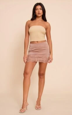 Mushroom Satin Lace Trim Mini Skirt -Pretty Little Thing Shop a0a3ff36144782859cee5290edd3ff55bf4af5c5 CNN9536 4 mushroom satin lace trim mini skirt