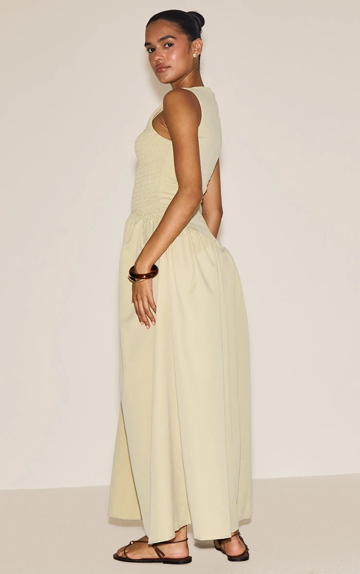 Prettylittlething Sage Shirred Detail Sleeveless Maxi Dress 2 Prettylittlething Sage Shirred Detail Sleeveless Maxi Dress - Image 2