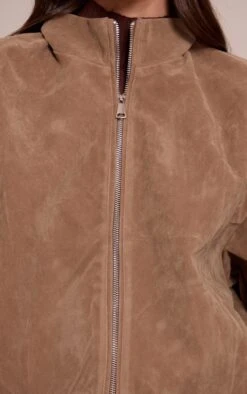 Prettylittlething Mushroom Faux Suede Bomber Jacket -Pretty Little Thing Shop a14d5bf6acd12f0411ba3c2cc712e495e342912d CNN8564 4 mushroom faux suede bomber jacket