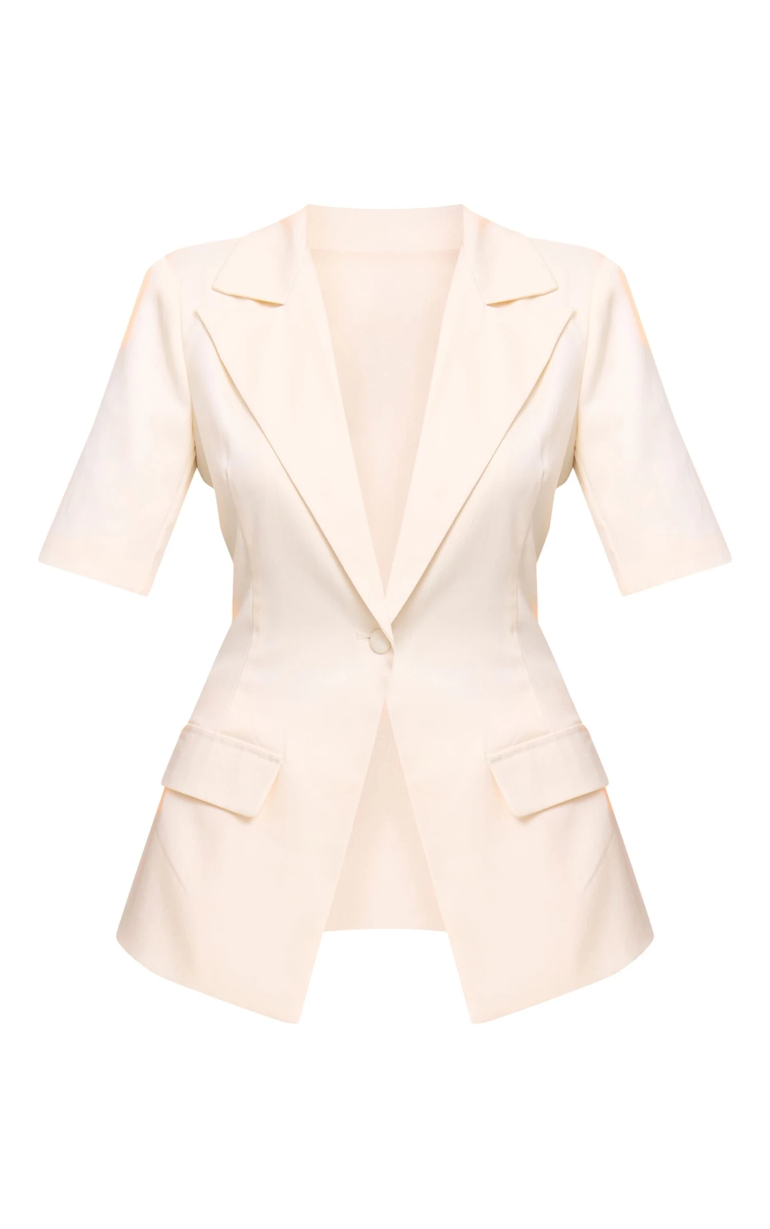 Prettylittlething Cream Short Sleeve Button Blazer 5 Prettylittlething Cream Short Sleeve Button Blazer - Image 5