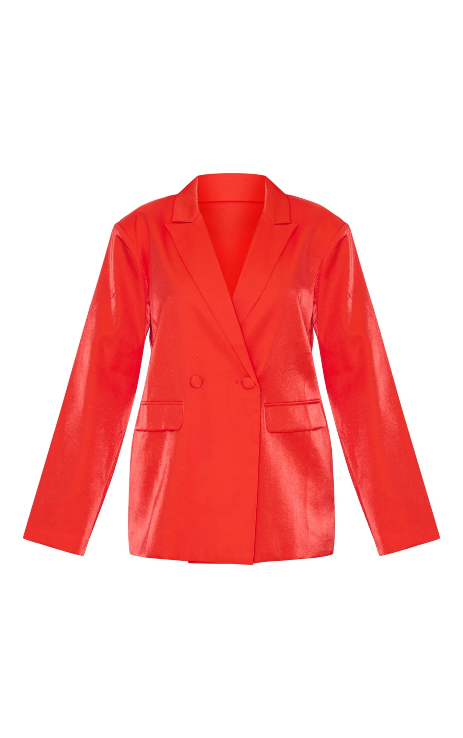 Prettylittlething Red Satin Look Oversized Boxy Blazer 5 Prettylittlething Red Satin Look Oversized Boxy Blazer - Image 5