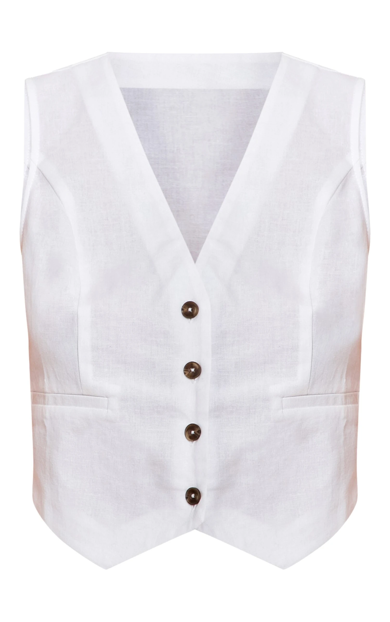 Prettylittlething White Linen Look Boxy Detail Vest 5 Prettylittlething White Linen Look Boxy Detail Vest - Image 5