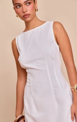 Prettylittlething White Boat Neck Linen Shift Dress 8 Prettylittlething White Boat Neck Linen Shift Dress -Pretty Little Thing Shop a20d0921fcdba4bc29549822d7c2a0c0db7d7555 CNM1546 4 white boat neck linen shift dress