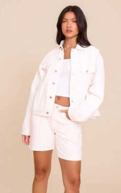 Prettylittlething White Oversized Classic Denim Jacket