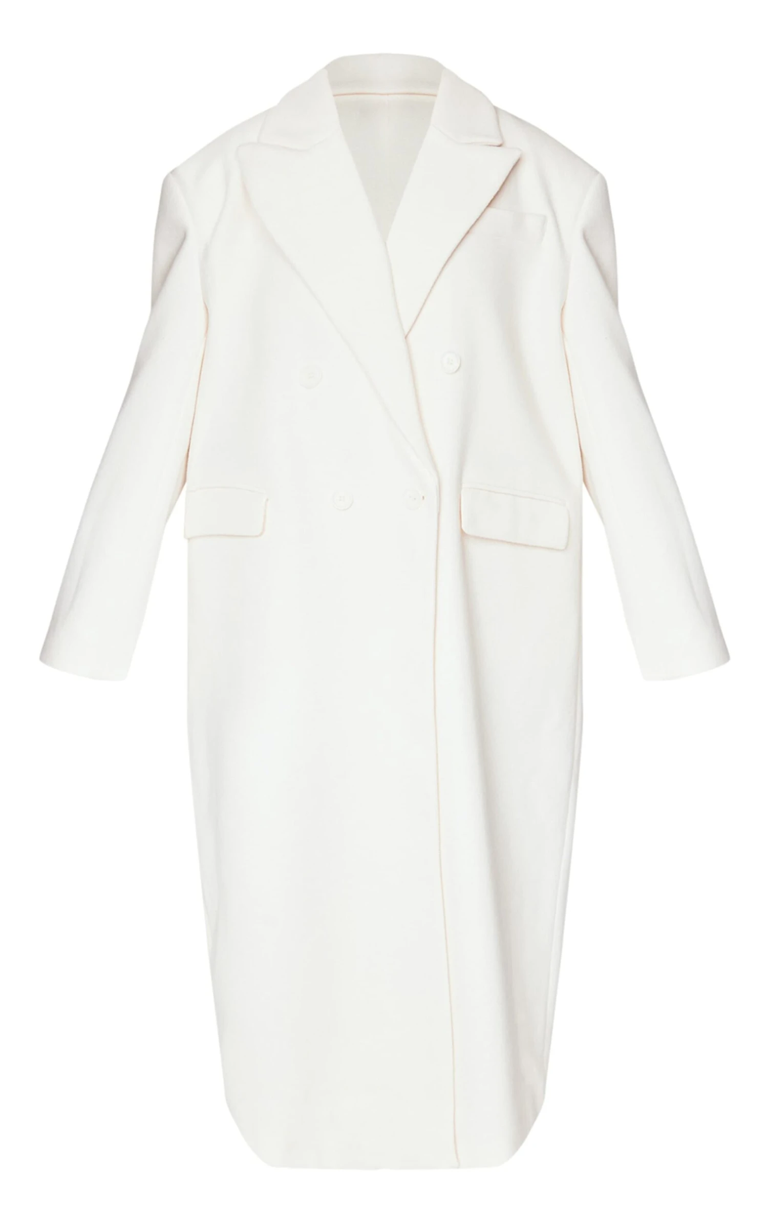 Prettylittlething Ecru Structured Extreme Oversized Double Breasted Coat 5 Prettylittlething Ecru Structured Extreme Oversized Double Breasted Coat - Image 5