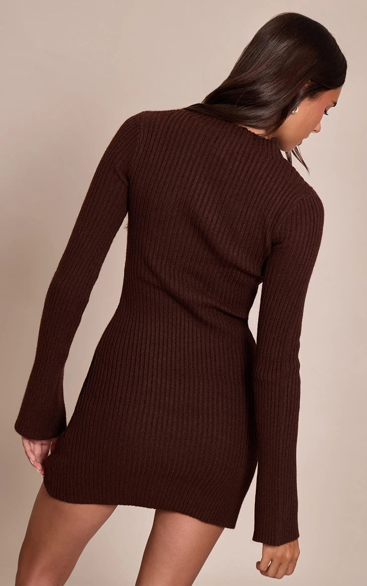 Prettylittlething Chocolate Rib Knitted Dress 2 Prettylittlething Chocolate Rib Knitted Dress - Image 2