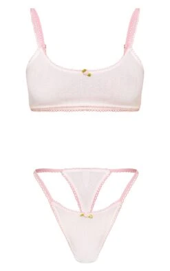White Contrast Pointelle Bralette Thong Set -Pretty Little Thing Shop a26e27292412b87af4f17f1b30e1889d0bdefebf CNN9933 5 white contrast pointelle bralette thong set