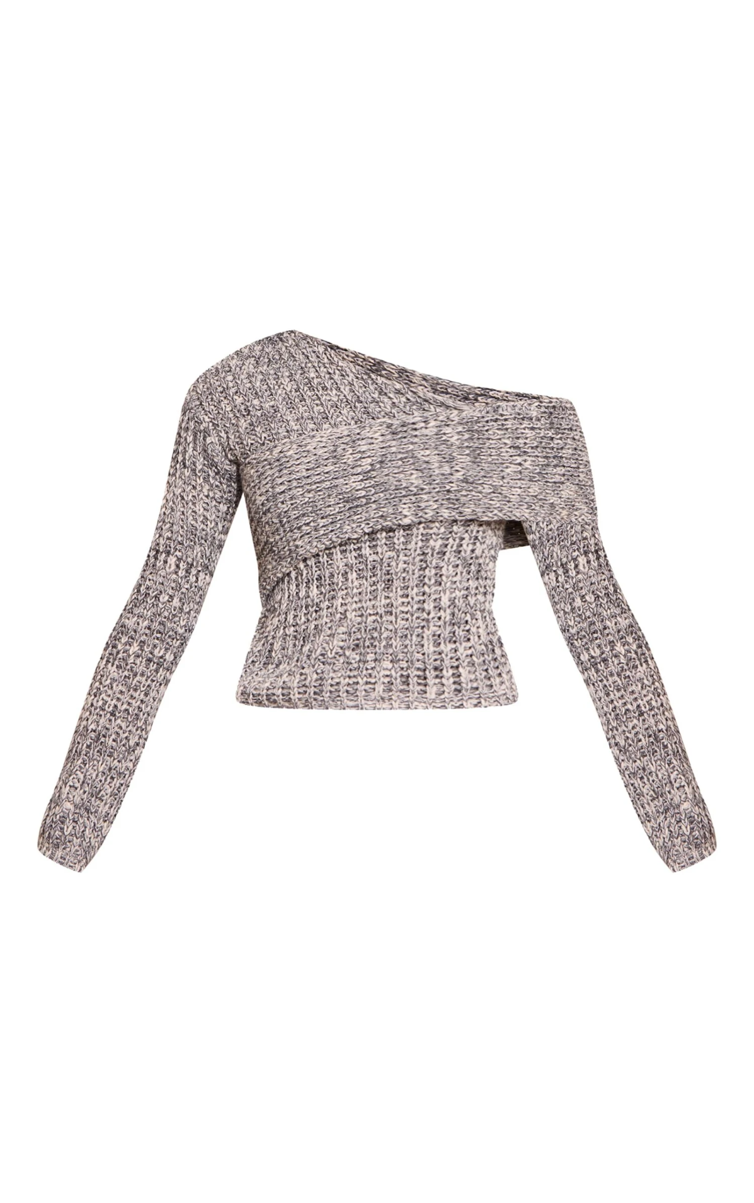 Prettylittlething Grey Chunky Knit Asymmetric Sweater 5 Prettylittlething Grey Chunky Knit Asymmetric Sweater - Image 5