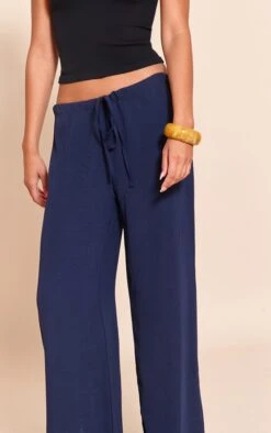 Prettylittlething Navy Floaty Drawstring Thin Waistband Pants -Pretty Little Thing Shop a2e5213253509169089f3e481b580d43ae677efd CNM5062 4 navy floaty drawstring thin waistband trousers