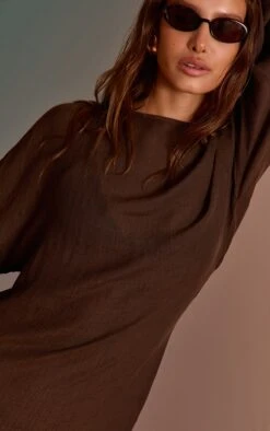 Prettylittlething Espresso Linen Look Flute Sleeve Beach Maxi Dress -Pretty Little Thing Shop a30fd9d5cbee5888c48b08c6963ebf8a06ce694a CNN3923 4 espresso linen look flute sleeve beach maxi dress