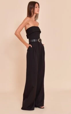 Prettylittlething Black Woven Bandeau Belted Wide Leg Jumpsuit -Pretty Little Thing Shop a36263cd0ebc0b329573b765f98e0535329965ac CNO4736 3 black woven bandeau belted wide leg jumpsuit