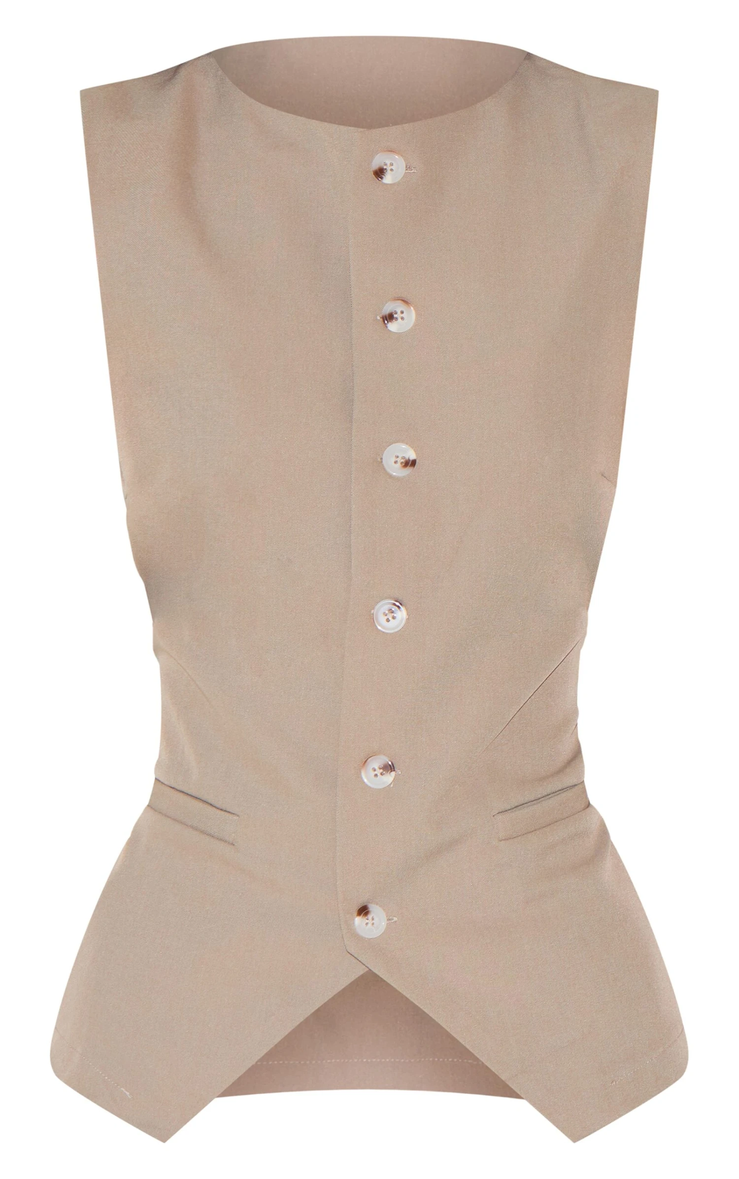 Prettylittlething Taupe Woven Tailored Vest 5 Prettylittlething Taupe Woven Tailored Vest - Image 5