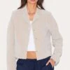 Prettylittlething Stone Faux Suede Cropped Blazer