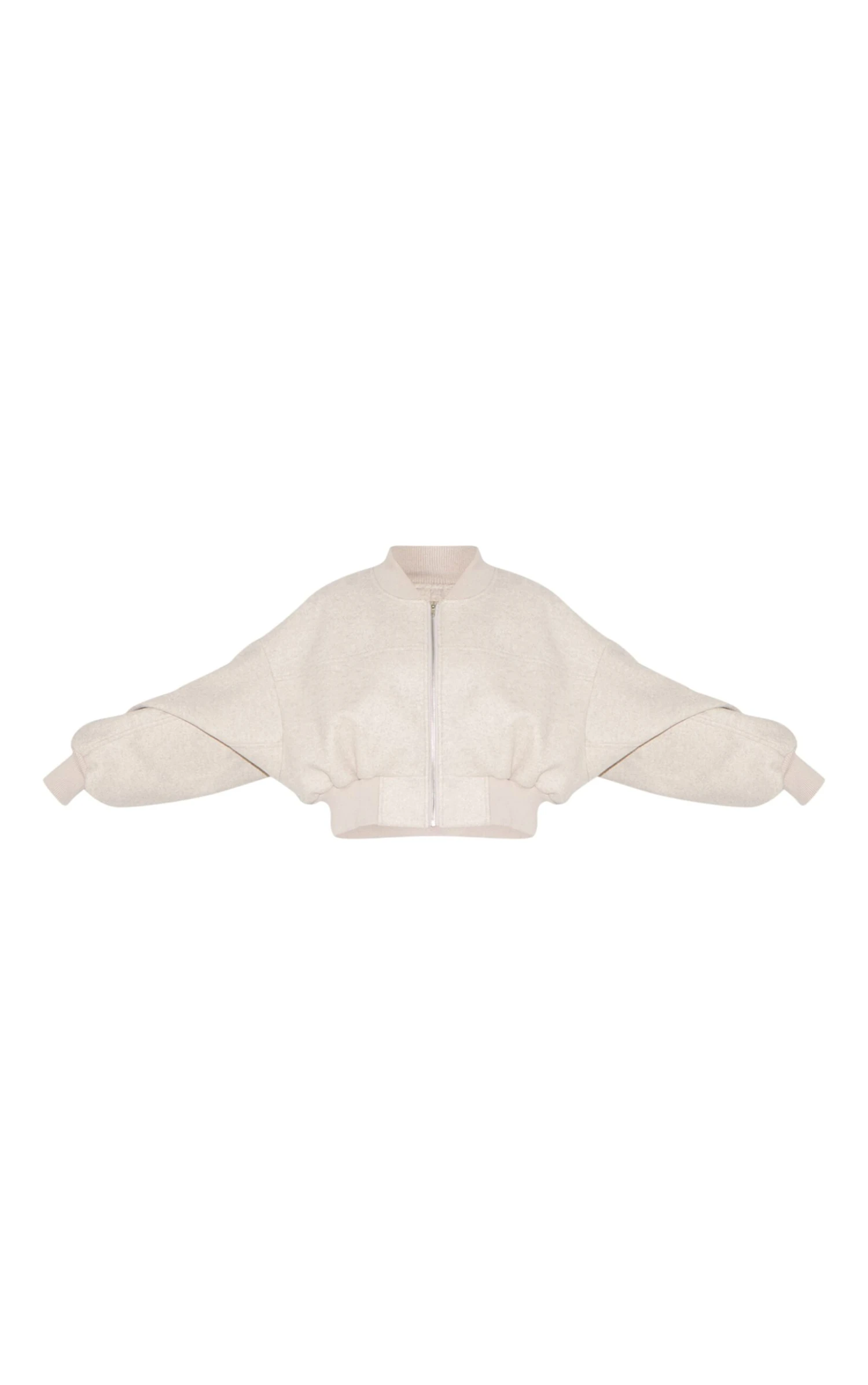 Prettylittlething Stone Ruched Sleeve Cropped Bomber Jacket 5 Prettylittlething Stone Ruched Sleeve Cropped Bomber Jacket - Image 5