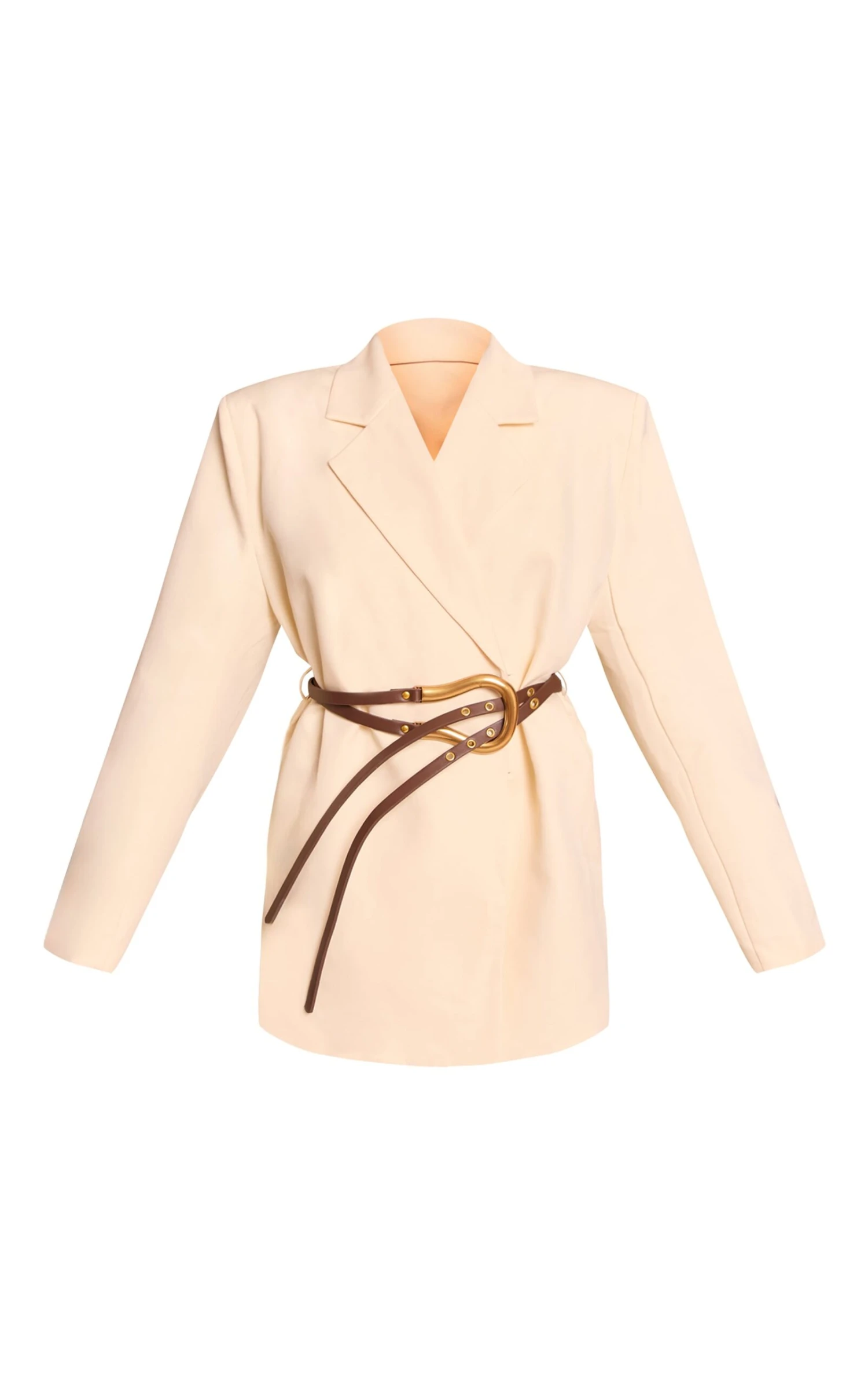 Cream Woven Belt Blazer Dress 5 Cream Woven Belt Blazer Dress - Image 5
