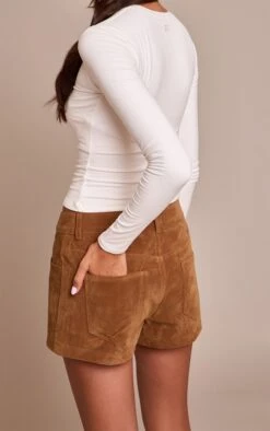 Tan Suede Tailored Shorts -Pretty Little Thing Shop a5158bba5136f3cdd845ec6f34606ab4371c88c2 CNO2236 5 tan suede tailored shorts