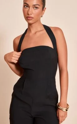 Prettylittlething Black Woven Textured Halterneck Jumpsuit 8 Prettylittlething Black Woven Textured Halterneck Jumpsuit -Pretty Little Thing Shop a5b4218b017ba09b7ba13eb05bfdff0ff5573220 CNN5503 4 black woven textured halterneck jumpsuit