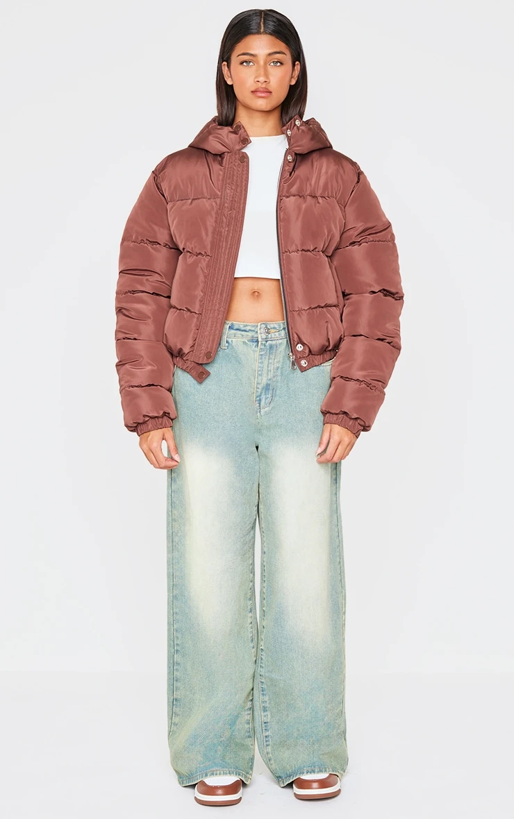 Prettylittlething Chocolate Hooded Padded Jacket 3 Prettylittlething Chocolate Hooded Padded Jacket - Image 3