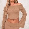 Prettylittlething Chocolate Fold Over Bardot Knit Long Sleeve Top -Pretty Little Thing Shop a6059e08fcc28ea4445c01f5e437b2681d656fad cnj1280 1