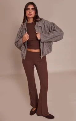 Prettylittlething Chocolate Herringbone Bomber Jacket -Pretty Little Thing Shop a63a8ddf000163a641bf1f2471204db09e6d55f4 CNN8518 3 chocolate herringbone bomber jacket