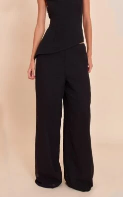 Prettylittlething Black Chiffon Straight Leg Pant -Pretty Little Thing Shop a65efc4081070f4b4276aa83a3062fbc1caa13ce CNO3600 2 black chiffon straight leg trouser