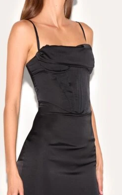 Prettylittlething Black Strappy Satin Corset Drape Detail Midaxi Dress -Pretty Little Thing Shop a675f79e1380277a23c43663b13ab6f36be293b8 CNM4943 4 black strappy satin corset drape detail midaxi dress