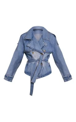 Prettylittlething Mid Blue Wash Belted Cropped Button Detail Denim Trench -Pretty Little Thing Shop a68f2d88b1b258d5ab3c21136f677ad0d157b8d3 CNN2904 5 mid blue wash belted cropped button detail denim trench
