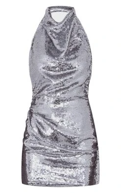Prettylittlething Silver Sequin High Neck Backless Bodycon Dress -Pretty Little Thing Shop a6a6158d5981f242336456ab382f5a8ec3beb09b CNF2111 6