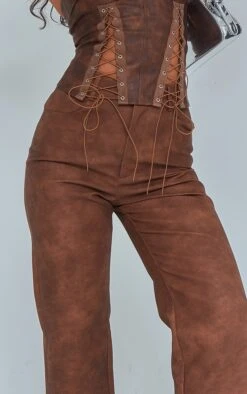 Prettylittlething Brown Washed Faux Leather Cropped Straight Leg Pants -Pretty Little Thing Shop a6b666e932a877cc25baf1df8101944f6639f413 cnf7418 4