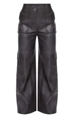 Prettylittlething Washed Black Faux Leather Pocket Wide Leg Cargo Pants -Pretty Little Thing Shop a72253d1ae7c884bb54c29bc8eddee721d1f1e3e cnf7453 5