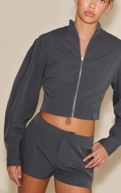 Grey Tailored Shorts -Pretty Little Thing Shop a77206d67b6bd8624132c60eafb5c07d09031f08 CNO2153 5 grey pinstriped tailored shorts