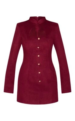 Prettylittlething Burgundy Brushed Woven Long Sleeve Button Detail Mini Dress -Pretty Little Thing Shop a7bdea0619324a26cb14852bf11e469afff86384 cnl8915 5