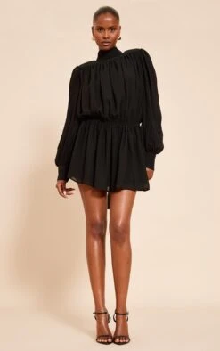 Black Structured Chiffon Long Sleeve Shift Dress -Pretty Little Thing Shop a8375705557d6ad68cd23eac83433ee1b8fca941 CNO1458 3 black structured chiffon long sleeve shift dress