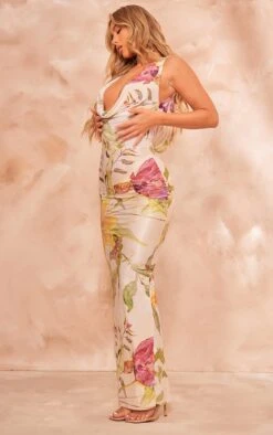 Prettylittlething Cream Floral Print Plisse Cowl Plunge Maxi Dress -Pretty Little Thing Shop a874205008c7ae317c9b952fd5e3b8745cb6becd cni4728 3